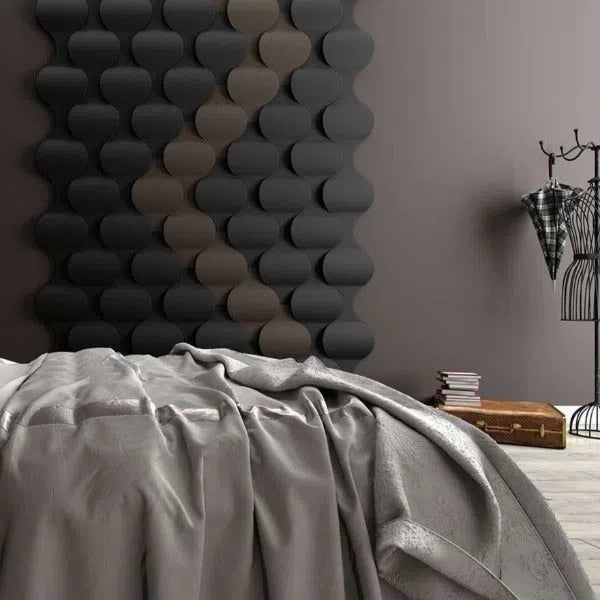 FLOW 3D Soft Acoustic Wall Panels in bedroom interior | DecorMania UK
